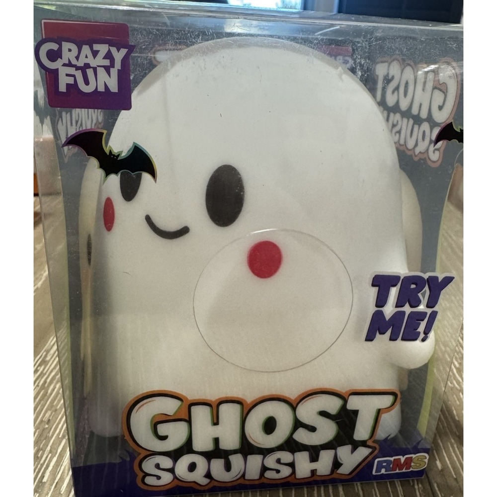 RMS Crazy Fun Ghost Squishy Boy No Bow Halloween Squeeze Toy New Sealed Box